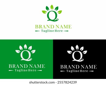 Letter O with green leaf logo for health and green related business