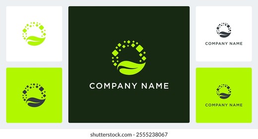 letter O green tech logo and icon