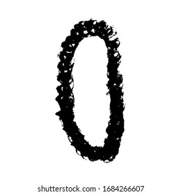 The letter O. Grunge ink alphabet, isolated on white background. Hand drawn with ink. Vector illustration.