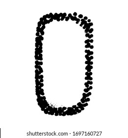 The letter O. Grunge ink alphabet, isolated on white background.  Vector illustration