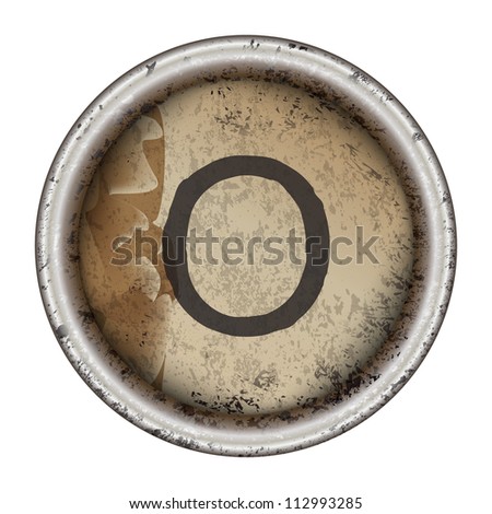 Letter O grunge typewriter key