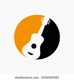 Letter O Guitar Logo. Guitarist Logo Concept With Guitar Icon. Festival and Music Symbol