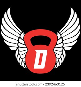 letter o gym logo design with wings