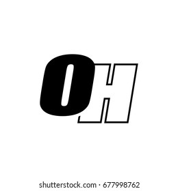 letter O and H logo overlapping black negative