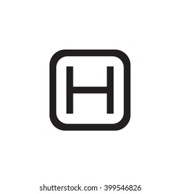 letter O and H monogram square shape logo, letter H with rounded square frame logo black