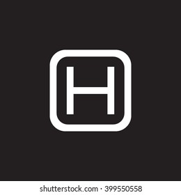 letter O and H monogram square shape logo, letter H with rounded square frame logo black