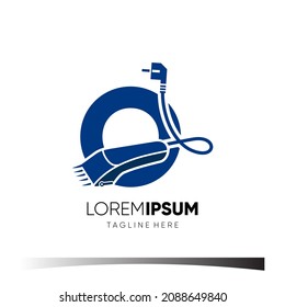 Letter O Hair Clipper Logo Design Vector Icon Graphic Emblem Illustration
