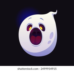 Letter O Halloween ghost font, scary typeface, horror evil type, spooky monster alphabet. Vector holiday kid abc character, round spook typography symbol with wide open mouth yelling or saying boo