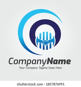 Letter O Hand Shake Logo Template, Hand Shake Vector Illustration, Deal Job Logo