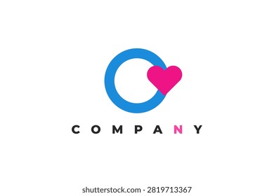 Letter O Heart Icon Logo Design Modern Minimalist Alphabet Symbol