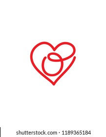 Letter O And Heart Logo Icon