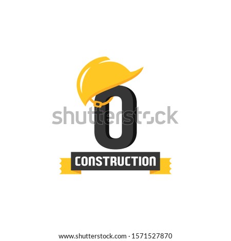 Letter O Helmet Construction Logo Vector Design. Security Building Architecture Icon Emblem