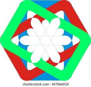 letter o hexagon with flower logo design