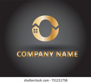 Letter O home logo vector