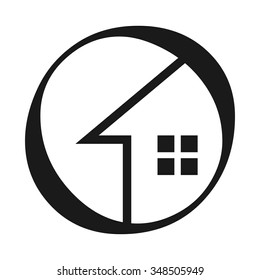 letter O and home symbol. logo vector.
