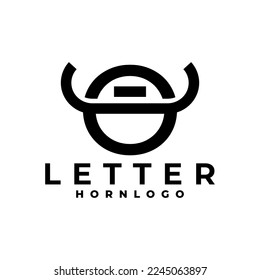 letter O with horn logo. letter with bull horn logo vector template.