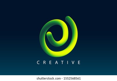 Letter O Icon Font Design With Liquid Color Path. 3d Gradient Lettering Vector Illustration. Bubble font with glint.