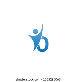 Letter O  icon logo with abstrac sucsess man in front, alphabet logo icon creative design illustration