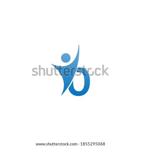 Letter O  icon logo with abstrac sucsess man in front, alphabet logo icon creative design illustration