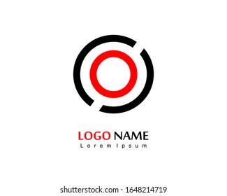 Letter O Icon Logo with Monogram Vector. Black and Red Letter O Design Logo.