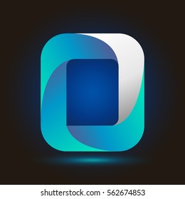 Letter O icon and logo template.  New design and elegant typographic concept. twisted, gradient blue and green with white line