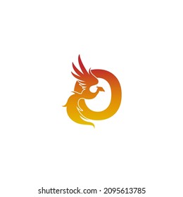 Letter O icon with phoenix logo design template illustration