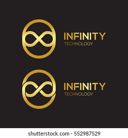 Letter O Infinity logo,Gold color, loops, Business Technology Logotype