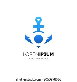 Letter O Initial Anchor Logo Design Vector Icon Graphic Illustration Background Template