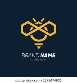 Letter O Initial Bee Line Logo Design Vector Icon Graphic Emblem Illustration 