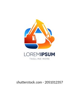 Letra O Logotipo de excavador inicial Modelo de diseño Vector Icono Ilustración gráfica Plantilla de fondo