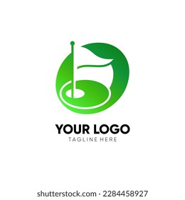 Letter O Initial Golf Flag Logo Design Vector Icon Graphic Emblem Illustration