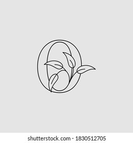 Letra O Icono de logotipo inicial Monograma Naturaleza deja diseño de plantilla