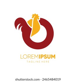 Letter O Initial Rooster Chicken Logo Design Vector Icon Graphic Emblem Symbol Illustration