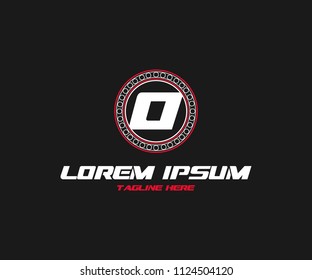 Letter O Inside Abstract Circle Polygonal Logotype