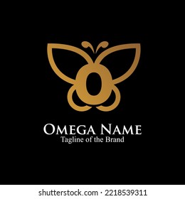 letter O inside buterfly logo. initial text luxury logo.  outline butterfly logo vector illustration.