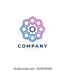 Elemento de plantilla de diseño de logotipo de forma de forma de hexágono