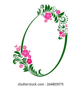 Letter O isolated on white. Romantic letter of beautiful flowers. Floral Alphabet. Vector Illustration
