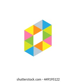 Letter O isometric logo design colorful






