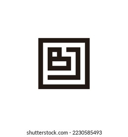 Letter O, J, and B square geometric symbol simple logo vector