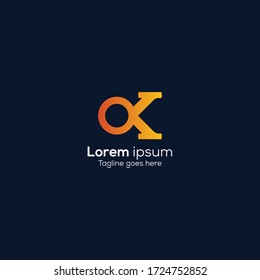 letter o with k logo template design