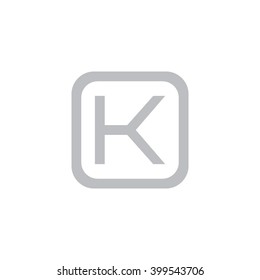 letter O and K monogram square shape logo, letter K with rounded square frame logo gray