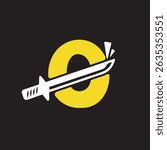 Letter O Katana Sword simple logo vector design minimalist