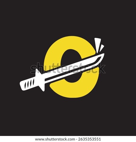 Letter O Katana Sword simple logo vector design minimalist
