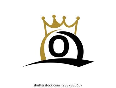 Letter O King Crown Logo Design Vector Template.