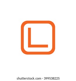 letter O and L monogram square shape logo, letter L with rounded square frame logo orange
