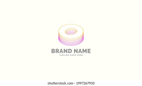letter O layered trendy outline abstract logo vector design
