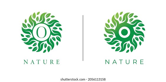 Letter O Leaf Flower logo. Vector logo template