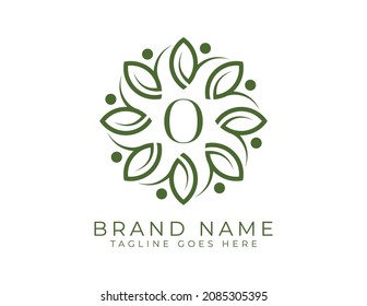 Buchstabe O Blumenlogo. Elegante Illustrationen zum BlumenEmblem. Vector Logo Design für Naturprodukte, Blumenladen, Kosmetik, Blumen, Bio, Ökologie Konzepte, Gesundheit, Spa.