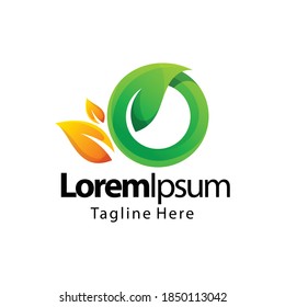 letter o leaf green gradient logo design