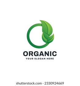 Letter O Leaf Logo Gradient Vector Icon Illustration